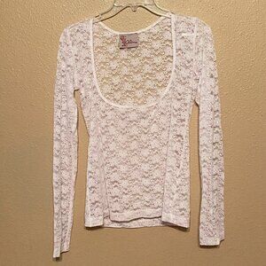 CHARMS Floral Lace Long Sleeved Top White Women's Size (L)